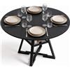 Shally Dogan Tavolo per Sala da Pranzo Tondo Nero con Ripiano Portaoggetti 120x120x76cm