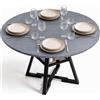 Shally Dogan Tavolo per Sala da Pranzo Tondo Grigio con Ripiano Portaoggetti 120x120x76cm
