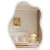 Shally Dogan Specchio Asimmetrico da Parete Bianco Cornice Legno Decorazione Interni 46x60 cm