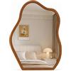 Shally Dogan Specchio Asimmetrico da Parete Noce Cornice Legno Decorazione Interni 46x60 cm