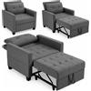 BAKAJI Poltrona Divano Letto Singolo Chaise Lounge Grigio Seduta Imbottita Ergonomica