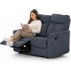 BAKAJI Divano 2 Posti Recliner Manuale Poltrona Reclinabile 2 Posti Grigio 132x96x103cm