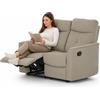 BAKAJI Divano 2 Posti Recliner Manuale Poltrona Reclinabile 2 Posti Tortora 132x96x103cm