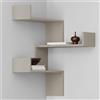 Shally Dogan Mensola Scaffale Angolare da Parete 3 Piani Salvaspazio Sabbia 60 x 22 x 90H cm