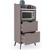 Shally Dogan Mobile Multiuso con 2 Cassetti e 1 Ripiano Tortora Piedini Nero 60x36x136 cm