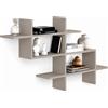 Shally Dogan Mensola Libreria 3 Ripiani Geometrica Salvaspazio 150x82x22 cm Grigio Chiaro