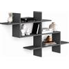 Shally Dogan Mensola Libreria 3 Ripiani Geometrica in Legno Salvaspazio 150x82x22cm Antracite