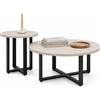 Shally Dogan Set 2 Tavolini da Caffè per Soggiorno Sabbia Design Moderno Tavolo Salvaspazio