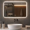 Shally Dogan Specchio Led Rettangolare con Led 3 Colori Dimmerabile 70x50 cm Pulsante Touch