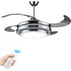 BAKAJI Ventilatore da Soffitto 4 Pale Richiudibili in Metallo con Lampada e Telecomando