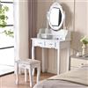 Shally Dogan Toeletta Trucco Elena con Specchio e Sgabello Luci Led Freddo Caldo Specchiera
