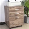 BAKAJI Cassettiera Scrivania Ufficio Legno MDF Mobiletto Stampante 3 Cassetti Tortora