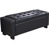 BAKAJI Cassapanca Pouf Contenitore Panca Sgabello Poggiapiedi in Legno e Eco Pelle Nero