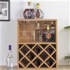BAKAJI Mobile Bar Cantinetta Bottiglie Vino Legno Cantina 8 Posti Porta Calici Marrone