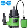 BAKAJI Pompa Immersione Elettropompa Sommersa Acque Chiare 250W 5000L/h Fondo Piatto