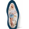Shally Dogan Specchio Grande Ondulato con Cornice Rivestimento in Velluto Blu 60 x 160 cm