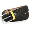 MNMUR Cintura nera casual uomo, cintura ragazzo, in copertone di bicicletta riciclato con passante giallo - Fatta a Mano in Italia - Taglia S/M (girovita 92.5-105 cm), Fibbia da 3,2 cm