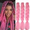 Gairyan Extension per Treccine Africane Extension Capelli Finti per Treccine Afro 60cm Ombre Kanekalon Treccia Capelli Sintetici Crochet Twist Jumbo Braids 3 Pezzi (Rosa Rosato)