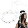 Atifober Fascia per capelli da donna, stile hippie, con margherite, coroncina con fiori bianchi anni '70, alla moda, corona floreale, coroncina per capelli con margherita, accessori per capelli