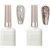 YESTARTDS Senza Lampada Uv Smalto Semipermanente Glitter 2 Colori Glitter Brillante Semipermanente Unghie Kit Smalto Se-mipermante Per Unghiriflettente Gli-tter Set Per Principianti Nail Art Diy 15ml