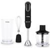H.Koenig MIX75 Frullatore ad immersione 3 in 1, Acciaio inox, 850W, funzione Turbo, 5 velocità, Frullatore multifunzione blender, sbattitore elettrico, mixer, tritatutto, ergonomico, Nero