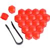 KIXZSAZ 20 pezzi Tappi per dadi per ruote auto Universali Coprivite per mozzo auto Decorazione in plastica Protezioni antipolvere di ricambio, Rosso, 21 mm