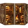Teoryieer Wooden Booknook, Diy 3D Book Nook con Luce LED e Coperchio Antipolvere Decor,...