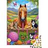 VZQWERTYU Cavallo da Fattoria Gatto Puzzle 1000 Pezzi Puzzle per Adulti Gioco di carta Giardino di Campagna Relax Decorazione Casa Regalo Famiglia 38x26cm/1000pcs