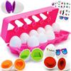 MOONTOY Uova Montessori 12 Pezzi - Giocattolo Educativo per Bambini 1-3 Anni - Uova di Pasqua da Abbinare con Forme e Colori - Regalo Pasqua Bimbo Bimba - Giochi Apprendimento Prescolare