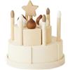Milageto Torta Compleanno Legno Torta Finta di Compleanno Giocattolo in Legno Stelletta Decorativa Finitura Opaca per Bambini , Torta Di Compleanno In Legno A Doppio Strato Con Stelle E Panna