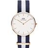 Daniel Wellington Classic Glasgow Orologio Unisex Adulto, 36mm, in NATO, Blu/Bianco/Oro Rosato