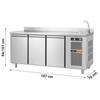 Tavolo Frigo Professionale Made In Italy, 3 Porte con Lavello e Alzatina, Profondità 70 cm, -2°C/+8°C, in Acciaio Inox AISI 304