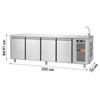 Tavolo Frigo Professionale Made In Italy, 4 Porte con Lavello, Profondità 70 cm, -2°C/+8°C, in Acciaio Inox AISI 304