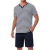 Bresdk Pigiama Uomo Corto Completo Estivo 2 Pezzi Maniche Corte e Pantaloncini con Tasche e Coulisse Blu XXL