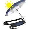 iX-brella City Trekking Ombrello parasole con bastone extra lungo con protezione UV e calore, Blue-silver - Protezione dai raggi UV e dal calore, 98 cm, Ombrello tascabile apribile