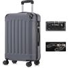 YONSLY Valigia da Viaggio con Lucchetto TSA e Cerniera Premium, Guscio Rigido, 4 Ruote a 360°, Lucchetto a Combinazione, Maniglia Telescopica (Grigio, L)