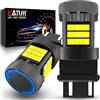 KATUR Lampadina 3157 T25 LED, Canbus 500% luminosità 3000LM 6000K Bianco Xeno con Ventola di Raffreddamento LED P27/7W 3157A Luci Diurne Luci Freno Indicatori di Direzione, 2PCS