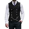Generisch Gilet da uomo a doppio petto in stile steampunk, con colletto a risvolto e catena | Elegante gilet gotico per occasioni speciali, Stil_m01 Nero, XXL