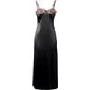 Generisch Abito lungo da donna in raso con ricamo floreale - Elegante maxi camicia da notte per serate speciali | Abito da lingerie seducente in nero, Stil_w02 Nero, L