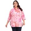 Tissu Camicia da donna Plus Size in raso di cotone rosa con stampa floreale Kurti, rosa, 8XL