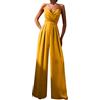 KBOPLEMQ Tuta da donna elegante per matrimonio, tuta estiva lunga, tuta intera casual, gamba larga, senza maniche, tinta unita, tutina a vita alta, tutina per feste, O giallo, M