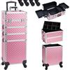 BAKAJI Trolley Make Up 4 in 1 Professionale con Trama Oleografica a Triangola...