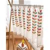 A.Monamour Tenda Corta per Finestra Piccola Ricamo Di Foglie Colorate Voile Bianco Tulle Semi Trasparente Tendina Tenda da Cucina Bistrot Caffè Mezza Tenda Tenda a Vetro a Pannello Tenda Porta