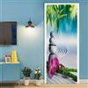 A.Monamour Adesivo Porta Autoadesiva 3D Pietre Di Massaggio Di Bambù Dell'Orchidea Della Sabbia Nel Giardino Zen Vinile PVC Adesivi per Porte Interne Pellicola Adesiva Poster Murale Parete 85x215cm
