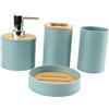 Folpus Set di 4 Accessori per Il Bagno, Set Completo di Accessori per Il Bagno, Decorazione per Il Bagno, Porta spazzolino Decorativo per mobiletto da, Blu