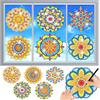 MEIEST 6 Pezzi Kit per Pittura con Diamanti per Catturasole, Arte Mandala Vetrata, Adesivi per Finestre in Vetro Colorato, Pittura a Mosaico con Numeri, Pellicola per Finestre Adesivi Statici 3D