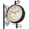 H-YEEU H-YEEH - Orologio da stazione, doppio lato, colore: caffè, orologio da parete vintage per esterni, 44 x 37 cm, orologio da parete retrò, numero orologio da parete in ferro, orologio da parete con