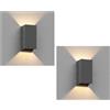 ledscom.de 2 x CUBEL applique per esterni, antracite, IP65, up & downlight, rettangolare, incl. lampada LED, 4,1 W, 501lm, bianco caldo