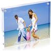AMEITECH Cornice Magnetica, Acrilico Cornice Immagini, Contiene 9 x 13 cm Immagini,Chiara Frameless Desktop Cartolina Display - Trasparente
