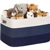 MYHOMMATTO Grande Contenitore 72L in corda di cotone, cesto per giocattoli, coperte, vestiti, cesto per biancheria intrecciato con maniglie, per arredo camera bambini o soggiorno, sfumatura blu